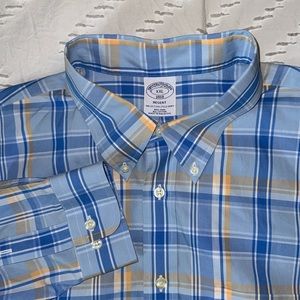 EUC Brooks Brothers Regent Men XXL Non-Iron 100% Cotton Blue Plaid Button Down